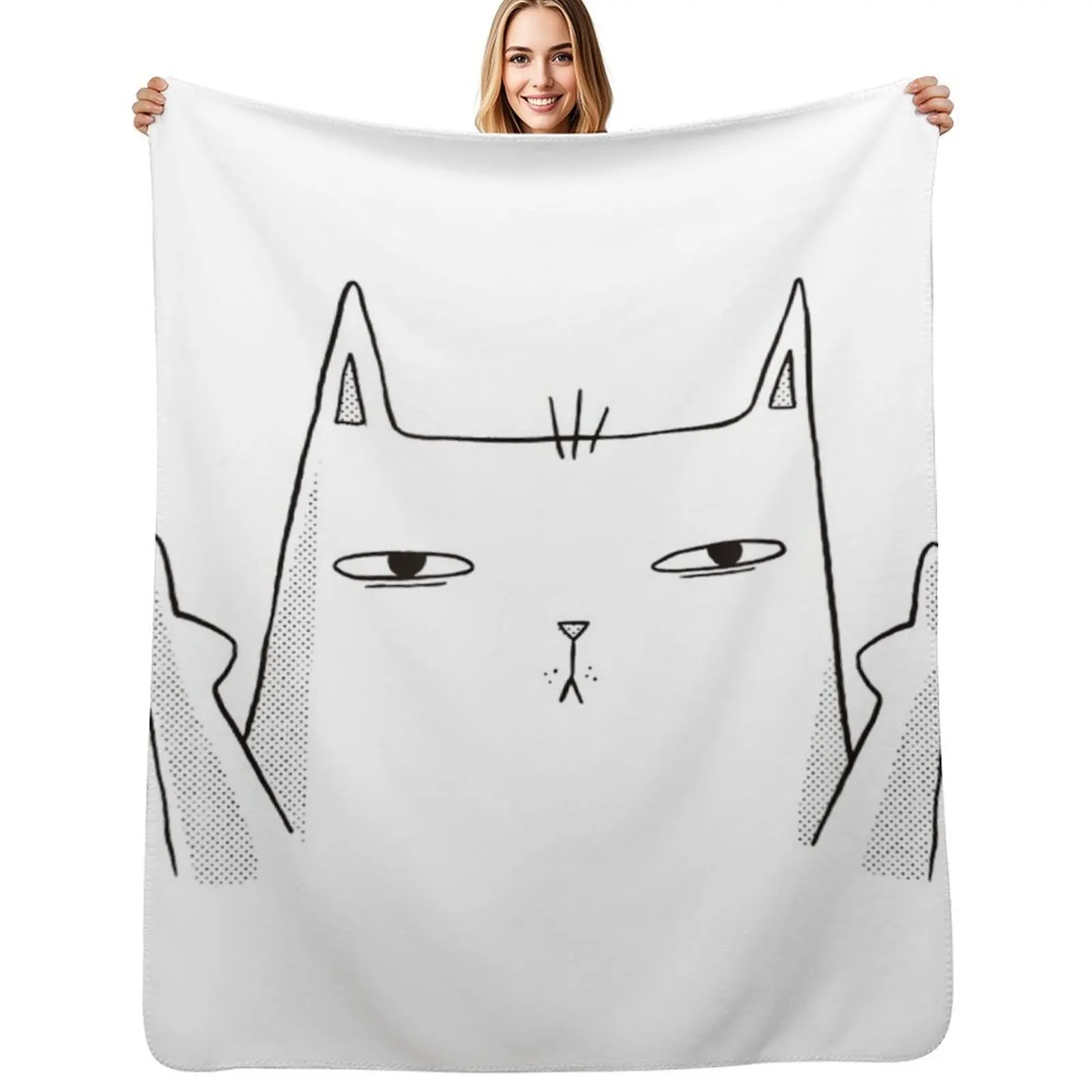 Flip Off Cat, Middle Finger Cat Throw Blanket Heavy Decorative Sofas Custom Decorative Beds Bed decorative Blankets