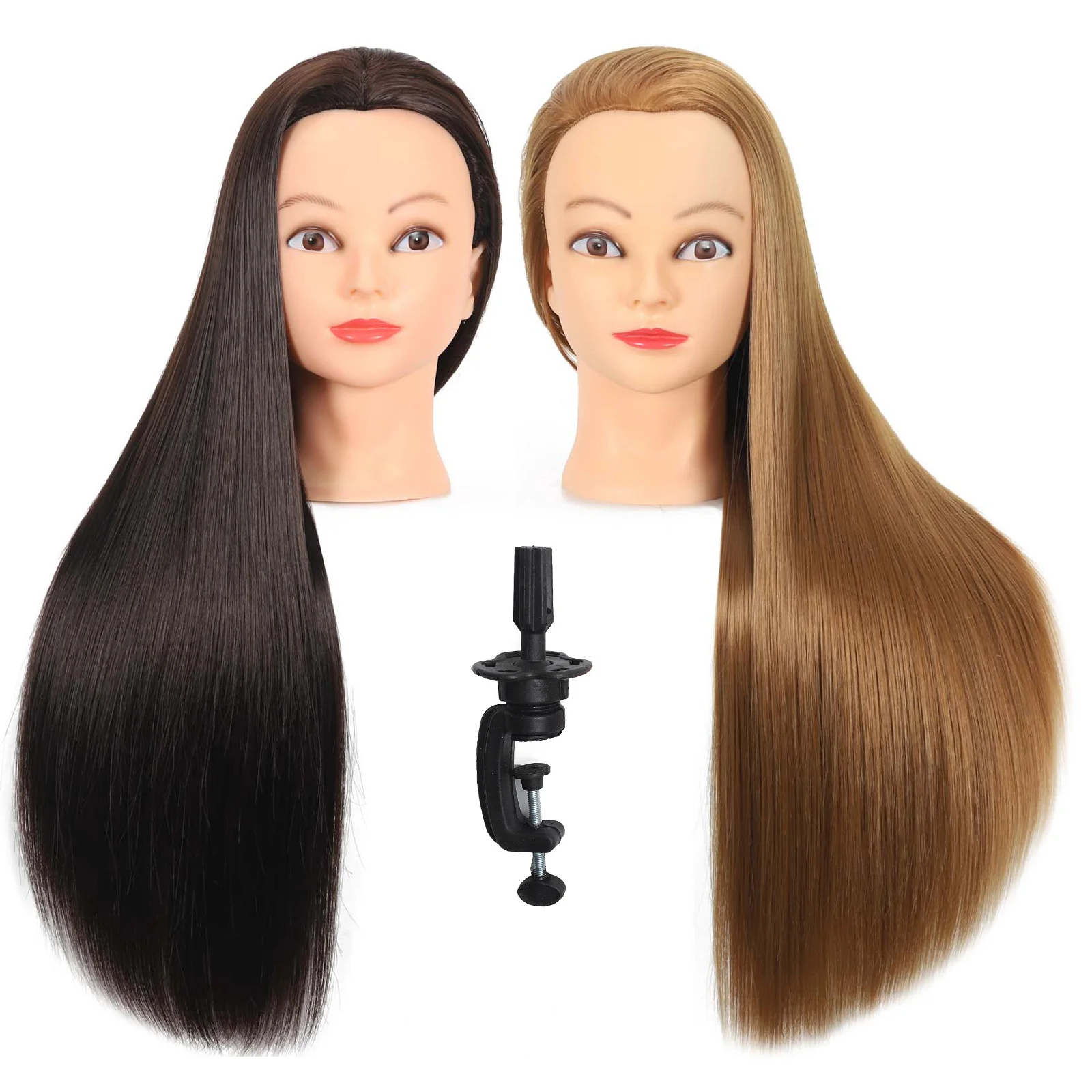 

26"-28" Long Hair Mannequin Head Stnthetic Fiber Hairdresser Practice Styling Training Cosmetology Manikin Doll Head