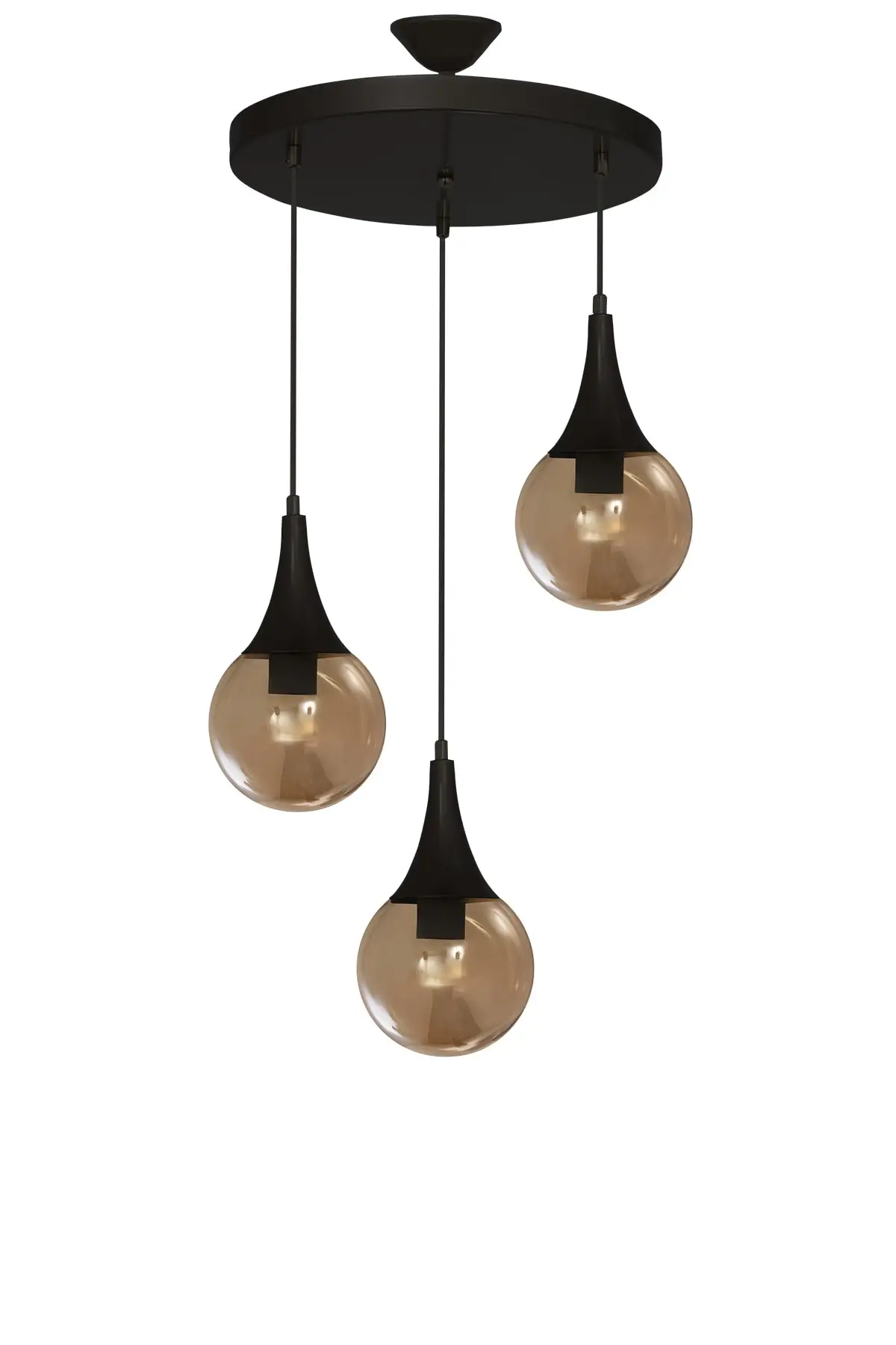 

DOLBOVI drop 3 pcs black round honey glass pendant chandelier