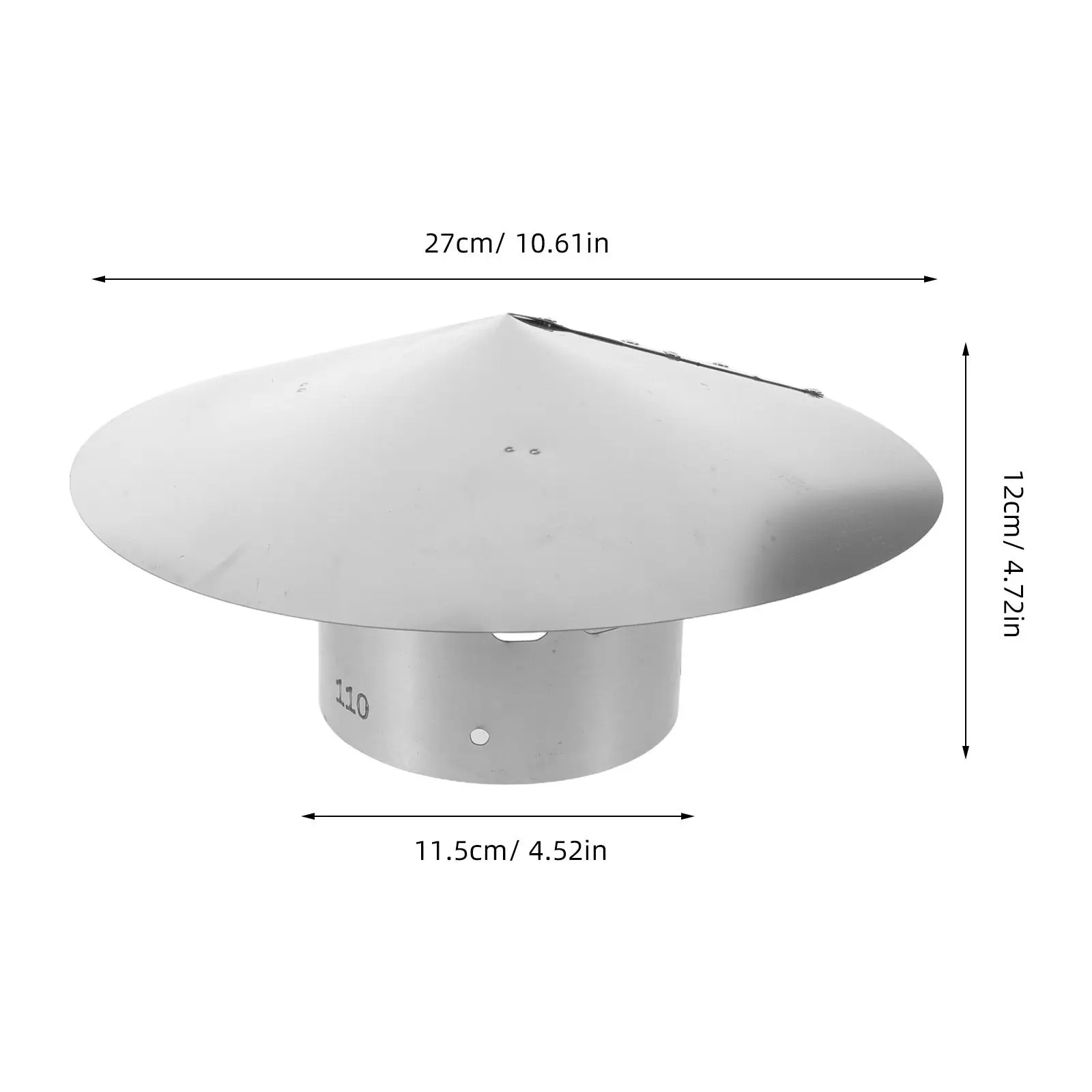 Stainless Steel Chimney Cap 4.5 Inch Round Cone Top Rainproof Roof Vent Cover Outdoor Chimney Pipe Flue Protection
