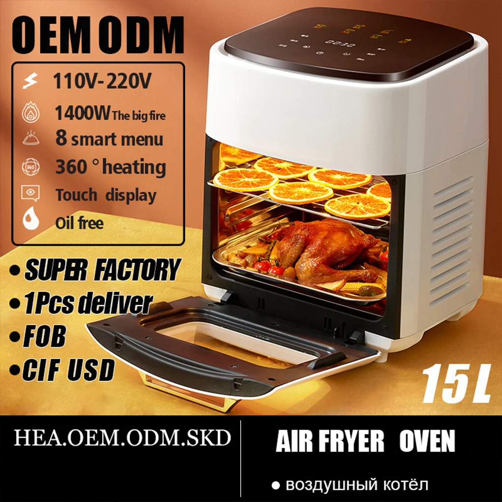 Smart Air Fryer Oven With 15 L Capacity Visual Window Touch Function Panel Versatile Cooking with Easy Clean-Up Anti Dry Burning