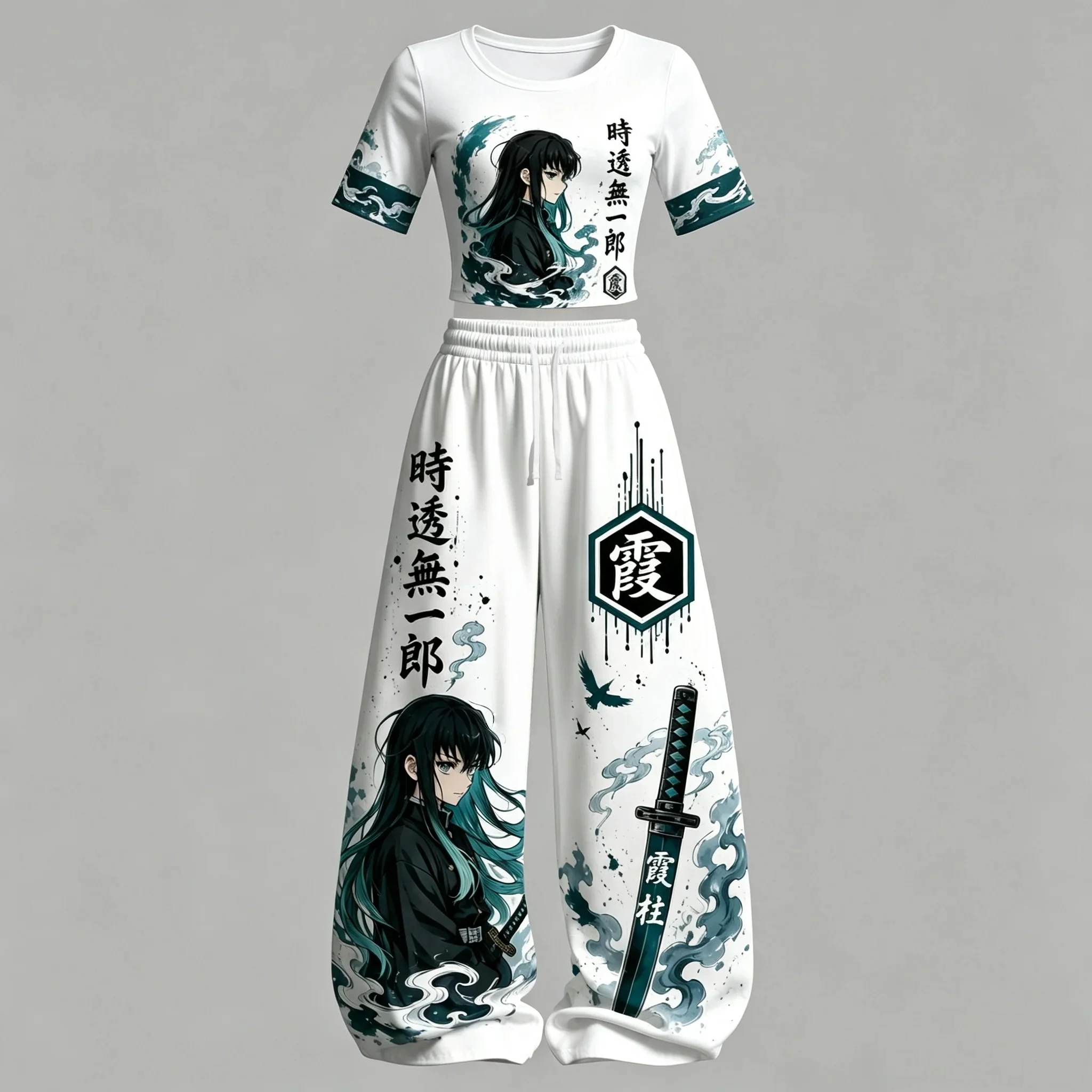 Ghostbusters Anime Printed Milk Silk Set Children's Stove Door Charcoal Treatment Lang Plaid Short Sleeve Pants Parent Child Set