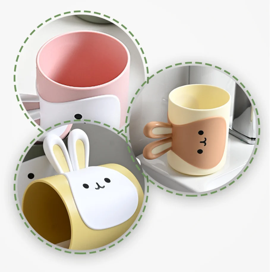 Children brush their teeth, drink water cup, cute cartoon rabbit, daily home, student dormitory, rinse mouth cup rinse mouth cu