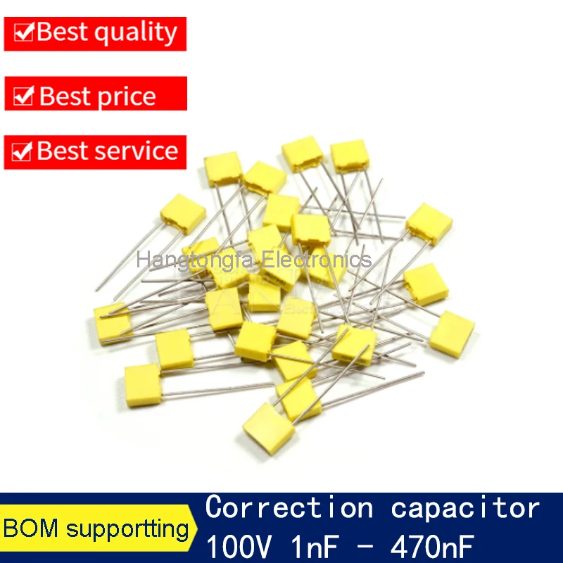 20pcs Polypropylene Safety Plastic Film 100V 1nF ~ 470nF 100nf 220nf 10nf 47nf 22nf 1nf 0.47uf 0.1uf 330nf Correction capacitor