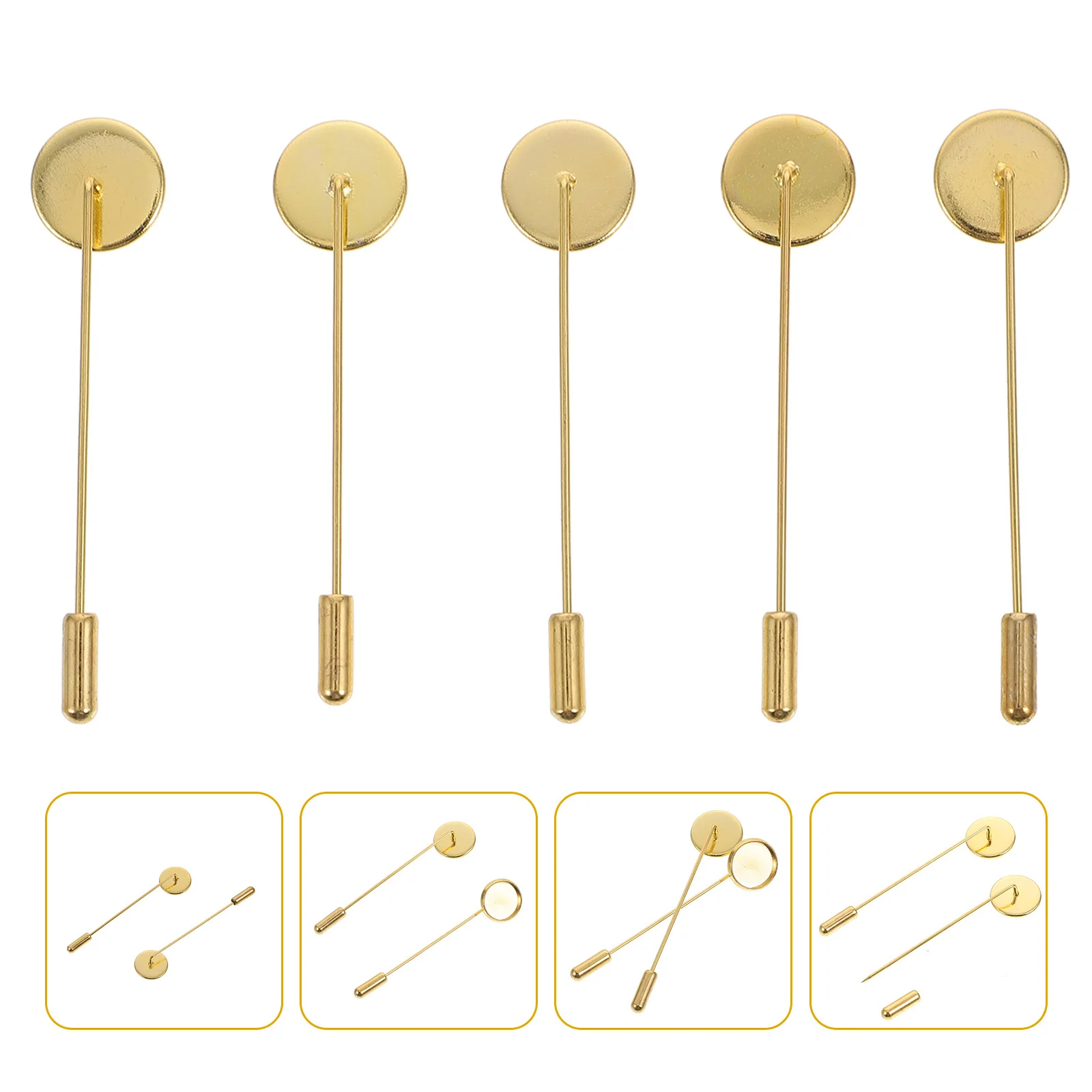 

10Pcs Blank Brooch Stick Round Tray Lapel Pin Sticks DIY Clothing Accessories Custom Jewelry Making Round Tray Lapel Pin Sticks