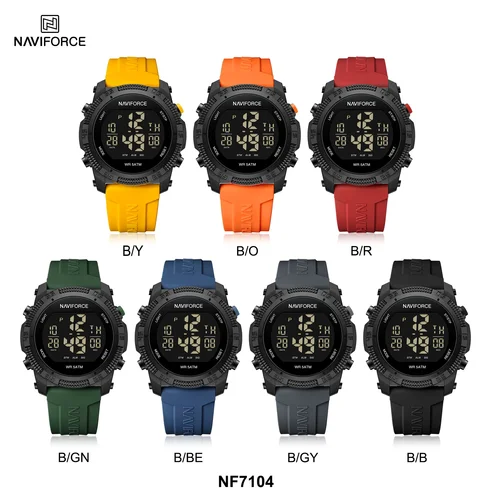 Imagen 2 del producto NAVIFORCE marca superior LCD Digital hombres reloj fecha y semana alarma reloj impermeable correa de silicona moda Casual reloj electrónico