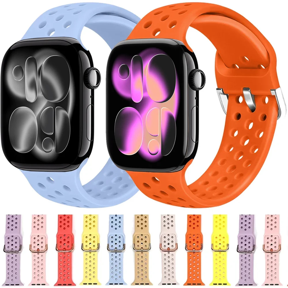 Silikonarmband für Apple Watch 11 10 46 mm 42 mm Ultra 3 49 mm Sportarmband für iWatch 9 8 7 45 mm 41 mm 6 5 4 SE 44 mm 40 mm Correa