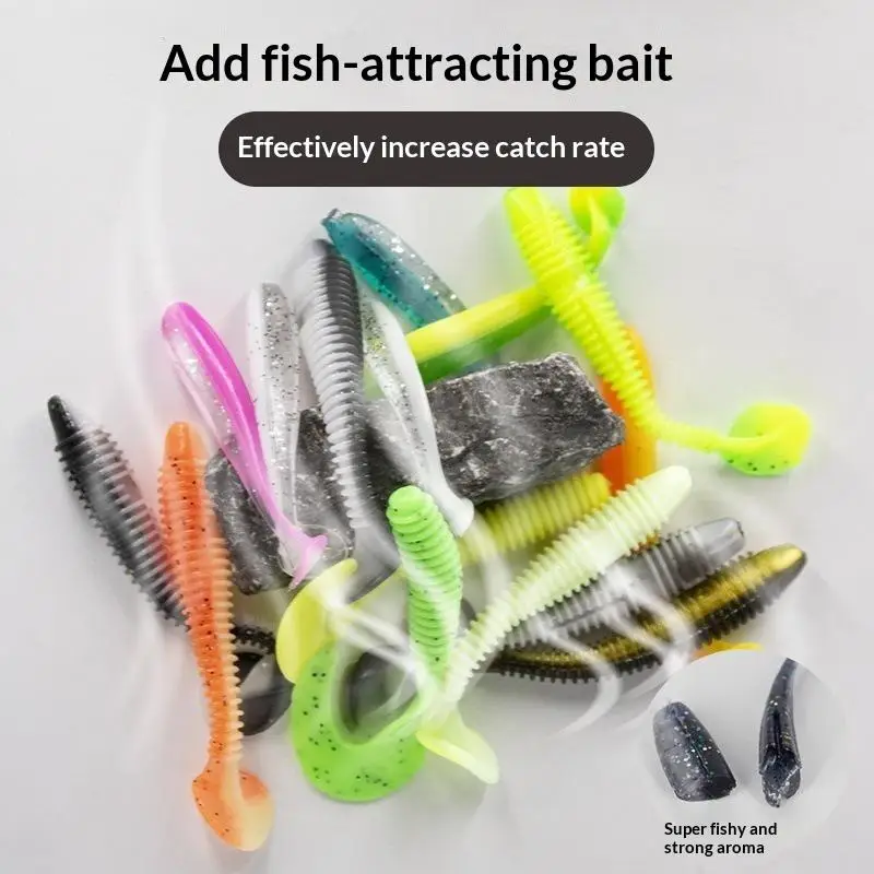 10Pcs Elastic Threaded Paddle Tail Soft Plastic Lures For Bass Trout Perch Durable Saltwater Fishing TackleUniversal Box