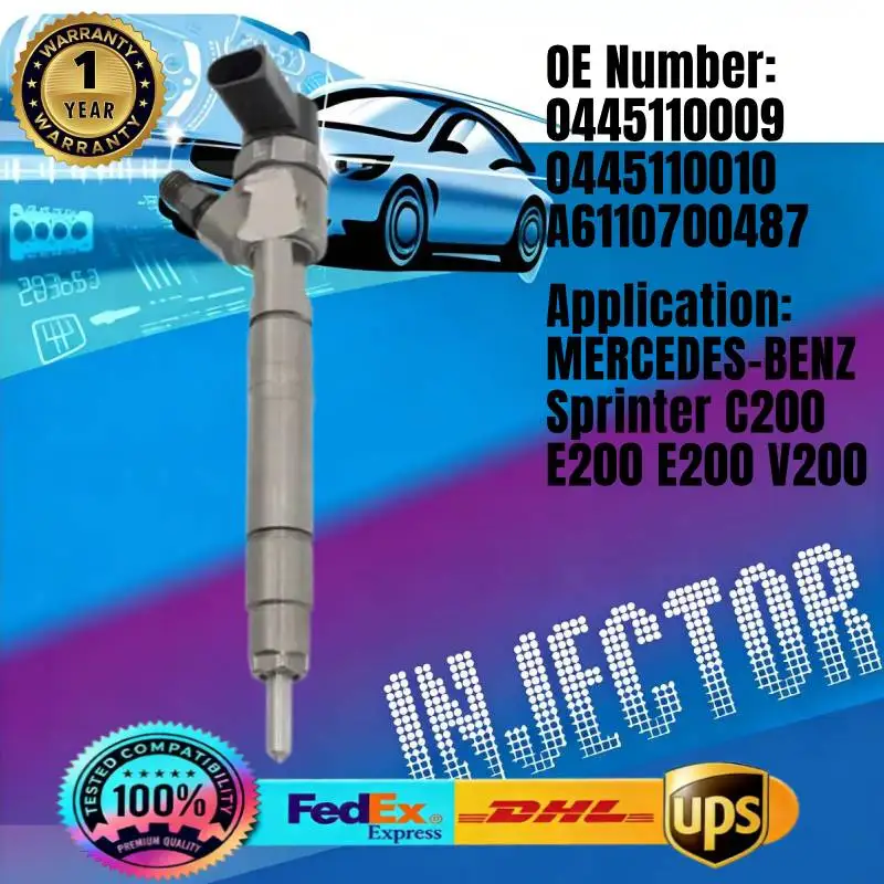 

0445110009 0445110010 A6110700487 Common Rail Fuel Injector for Mercedes-Benz C/E-Series 220-220 CDI VITO 110 CDI Engine
