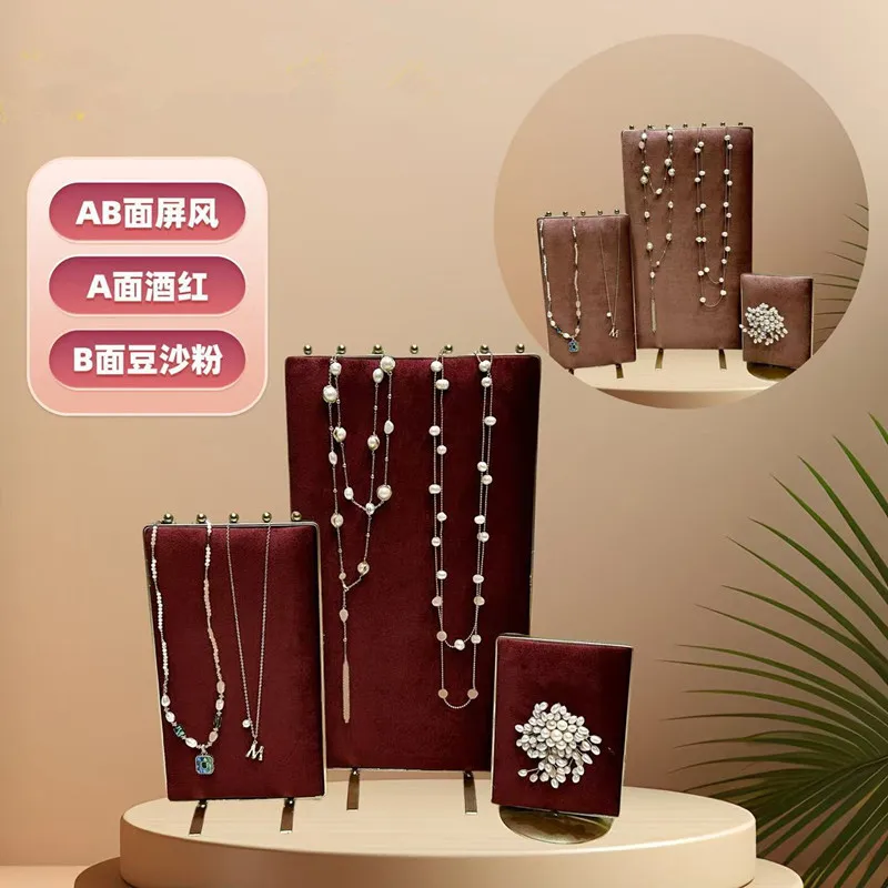 

Velvet Jewelry Display Stand for Necklaces And Earrings jewelry Retail Store Showcase Props New Ear Stud Pendant Organizer Rack