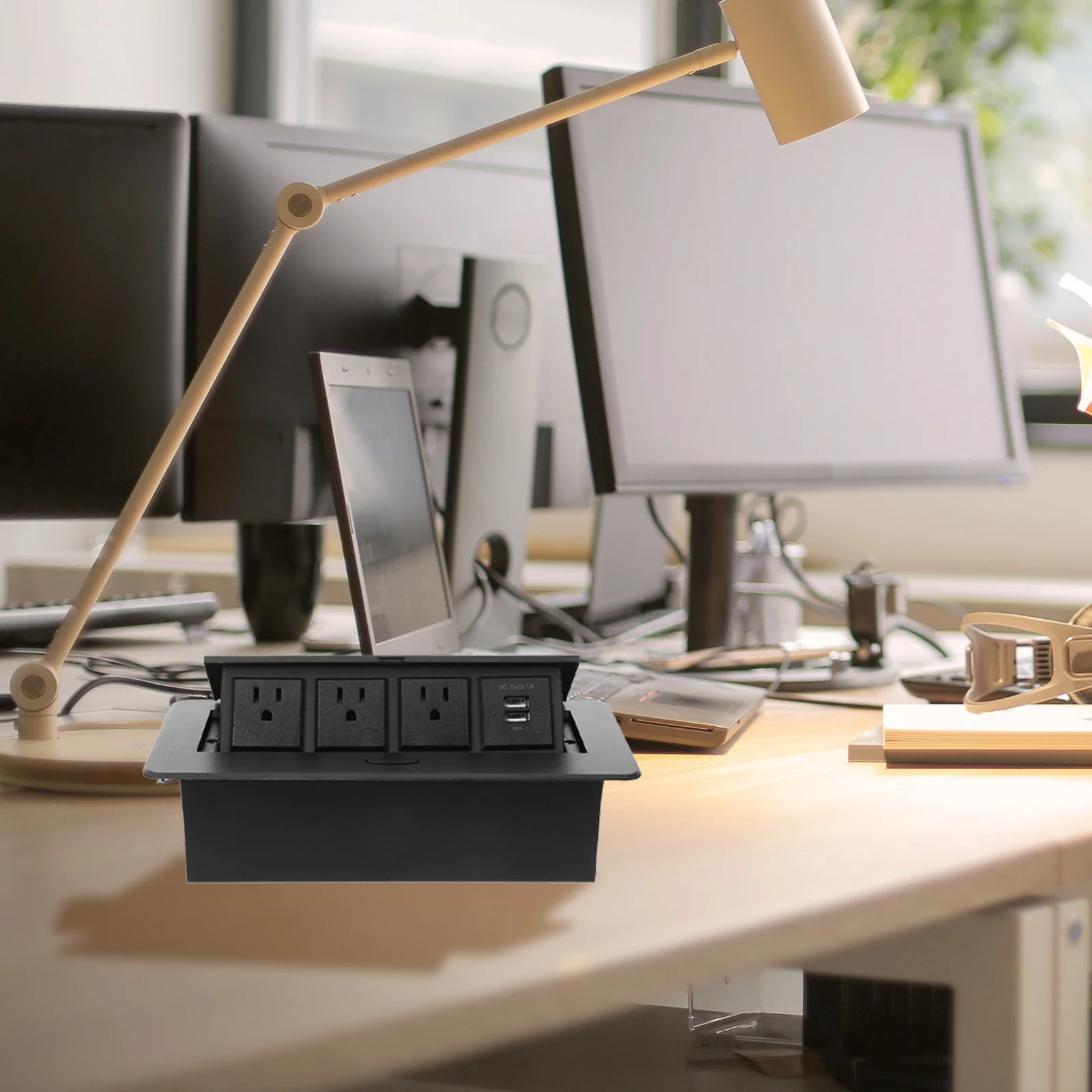 

Us Standard Usb Socket 3 Outlets 2 Ports Space Saving Desktop Charging Conference Room Household Outlet
