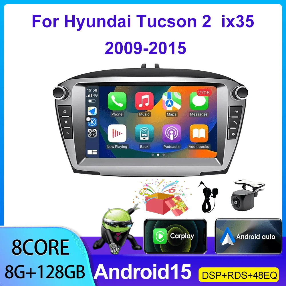 

7'' Android AUTO Carplay 2 DIN Car Radio Multimedia player 4G LTE for Hyundai IX35 Tucson 2009-2015 with Autoradio Stereo