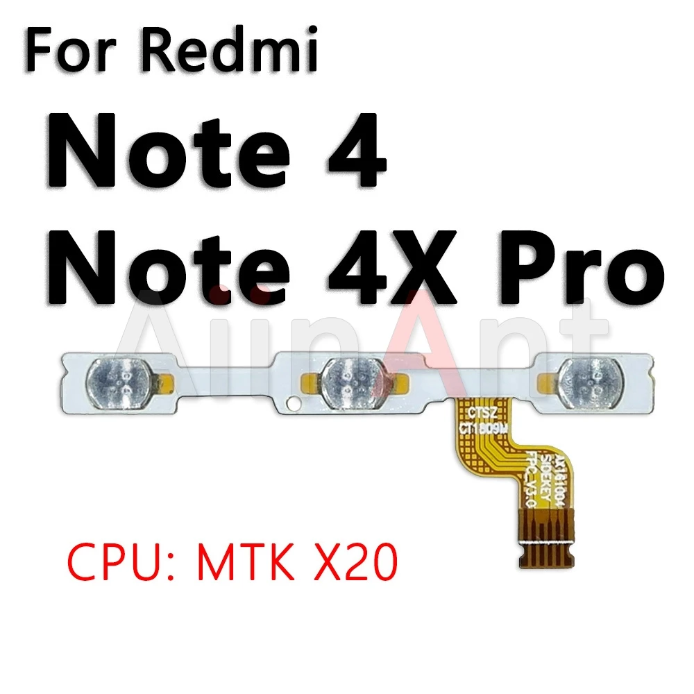 Aiinant Up Down Button Mute key Switch On Off Volume Power Flex Cable For Xiaomi Redmi Note 4 5 6 4A 4x 5A 6A Plus Pro