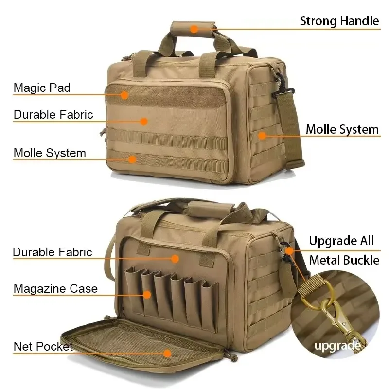 Molle System Outdoor Hunting Accessories Nylon Gun Range Storage Bag Tactical Bags Pistol Tools Shoulder Bag Black