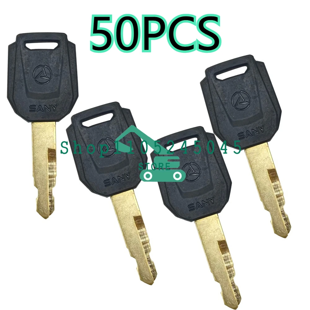 50PCS new Ignition KEYS Compatible with Sany Sy Side Door Key Excavator Crane Loader Lift Forklift Grader Switch Key (SANY)