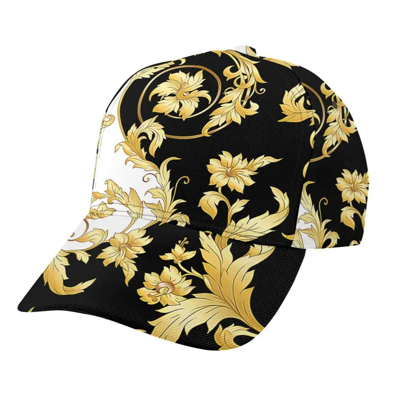 

Noisydesigns 2023 Golden Floral Luxury Baseball Cap For Women White And Black Hot Hats Man Outdoor Beach Party Dropshipping