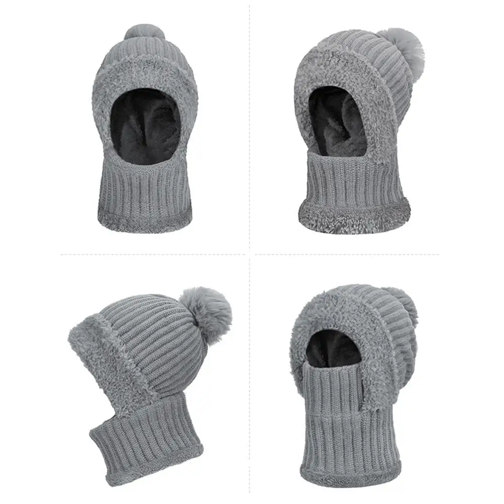 جديد في الهواء الطلق يندبروف مقاومة البرد 3 في 1 البلوز قبعة الشتاء بلون سميكة الصوف قبعات منسوجة للجنسين بوم بوم قبعة قبعة