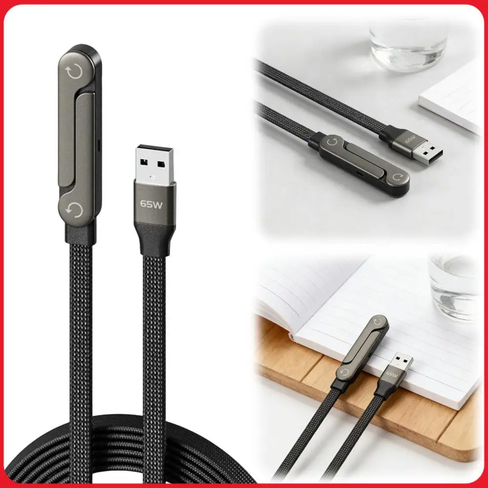 2-in-1 Fast Charging Cord with Built-in Phone Stand T-Shaped Charger Cord for Smartphones Tablets Laptops and Gaming Devices