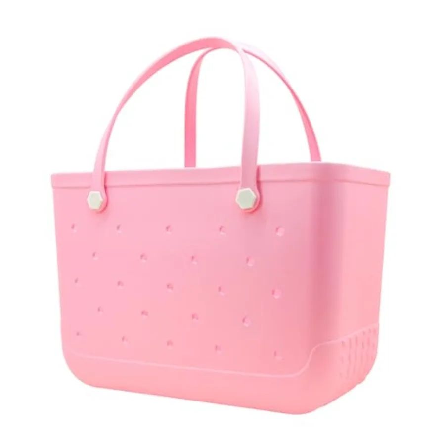 

X-Large Waterproof Sandproof Rubber Beach Tote Bag with Zipper Pocket and Phone Kickstand Cup