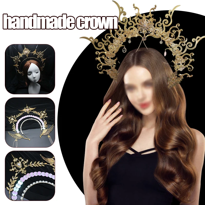 Gothic Lolita Virgin Halo Crown Baroque Tiara Crown Headband  Vintage Sun Goddess Headpiece Diy Tiara Crown Making Kit