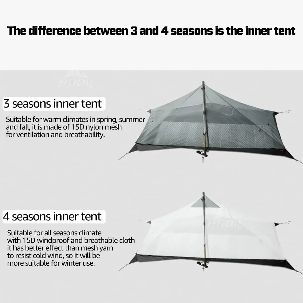 [HODR] 3F UL GEAR Lanshan1 Ultralight 760g Solo Tent Rodless 3/4 Season Tipi Tent Trekking Tents for Outdoor Camping, Hiking