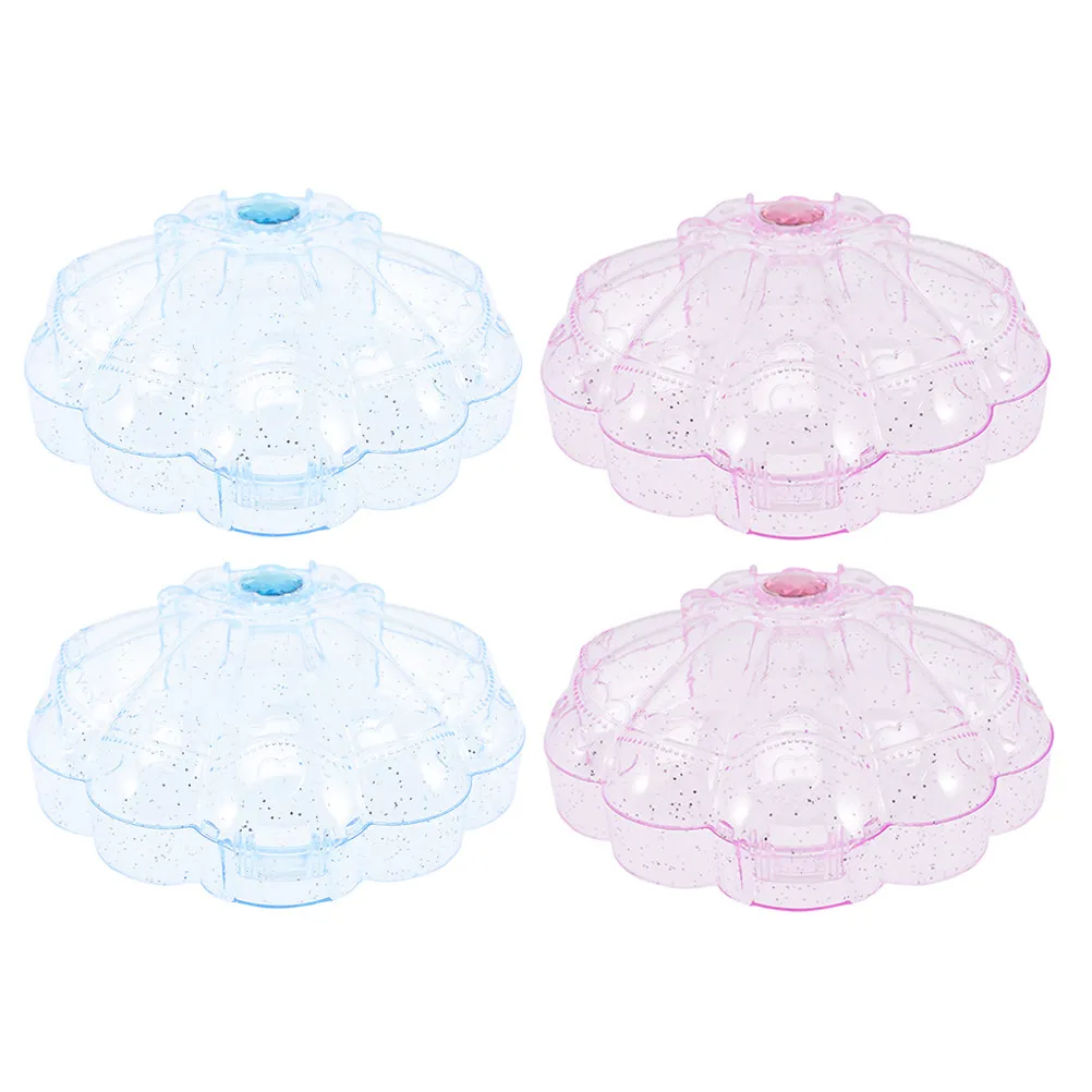 

4Pcs Clear Shell Shaped Jewelry Box for Kids DIY Storage Container Candy Organizer for Bedroom Study Desk Birthday Party Favor