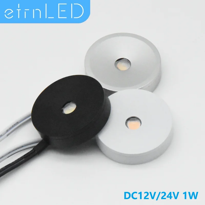 

Светодиодный мини-прожектор ETRNLED, 12В/24В, 1Вт, накладной, круглый, для внутреннего освещения, для витрин и полок