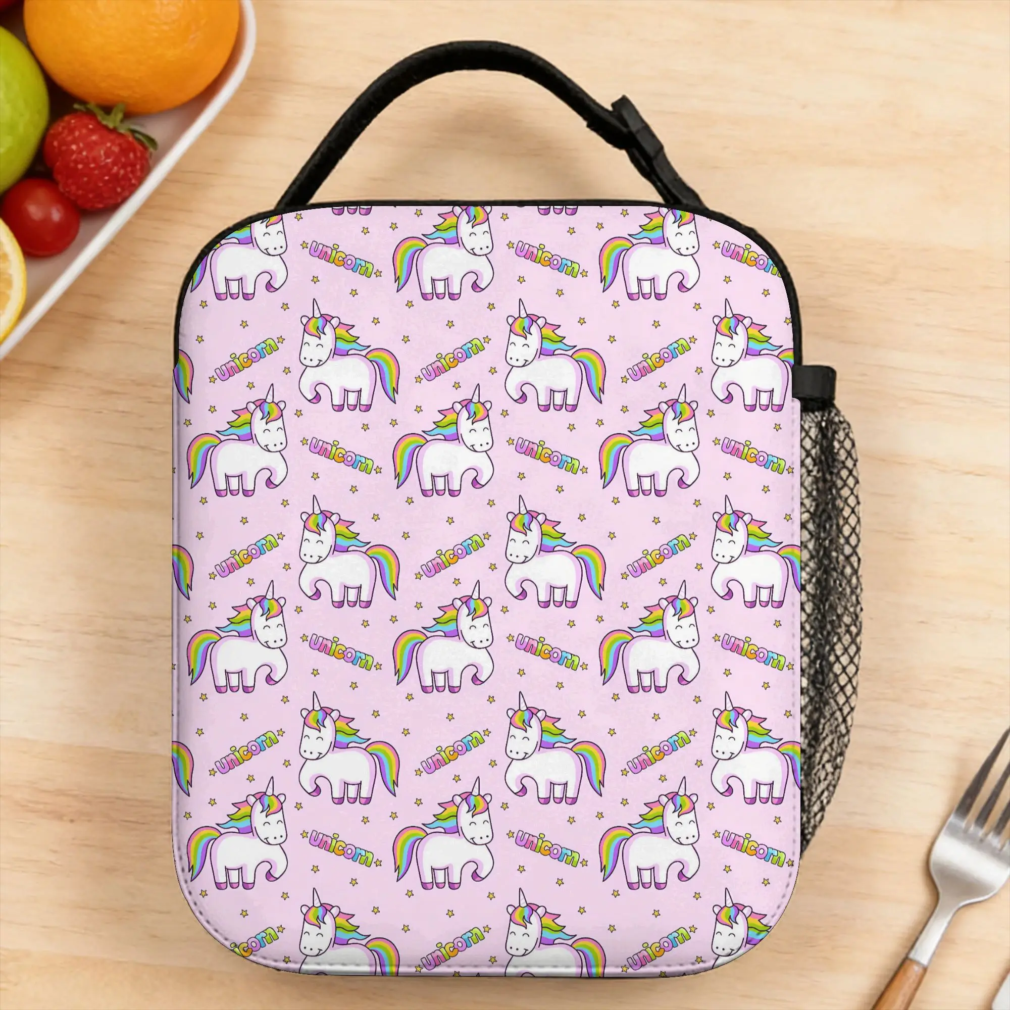 Anime Light Unicorn Lunch Bag For Child  Office Designer Lunch Box Vintage Waterproof Thermal Tote Handbags