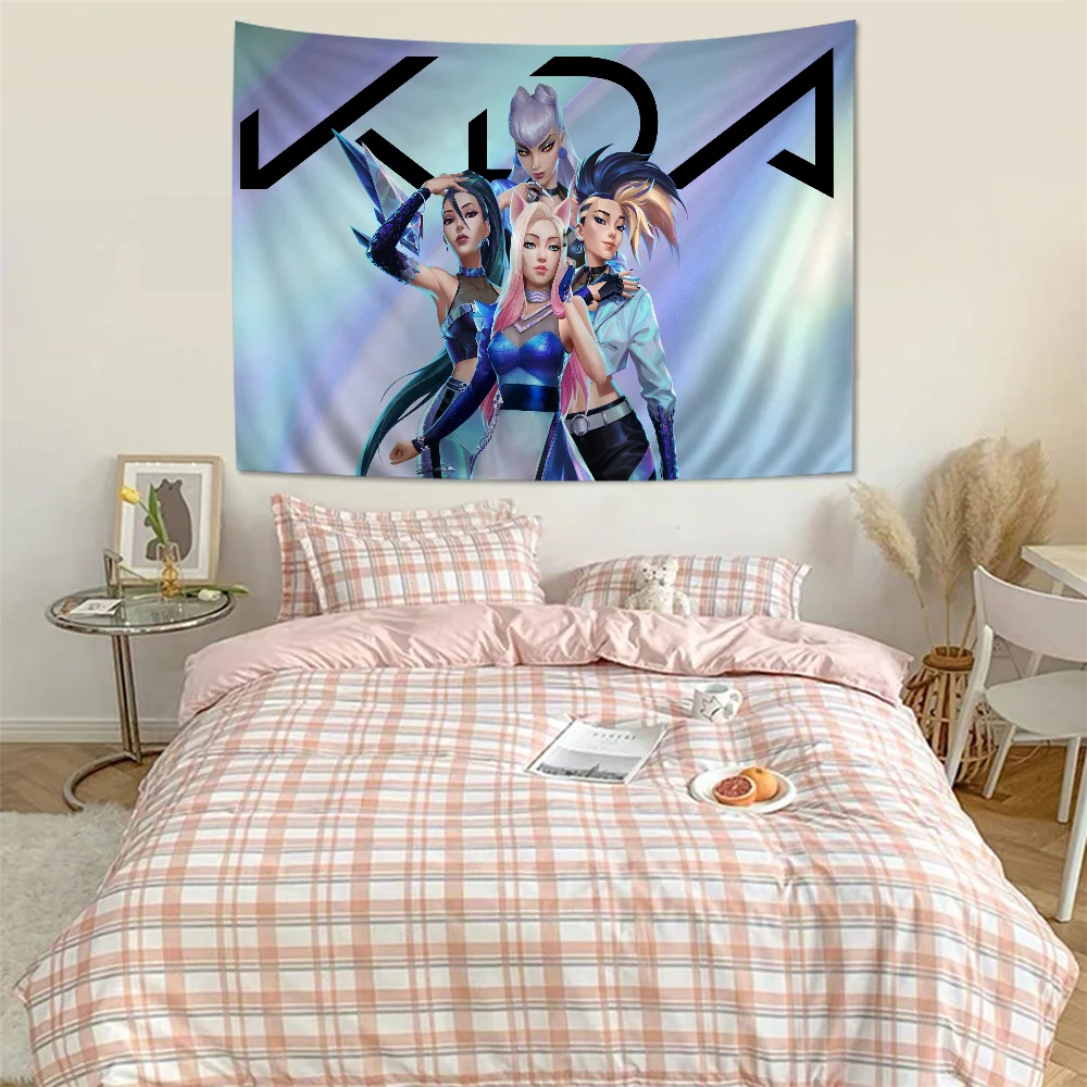 LOL KDA Ahri Akali Kaisa Seraphine Hanging Bohemian Tapestry Cheap Hippie Bohemian Wall Tapestries Mandala Wall Hanging