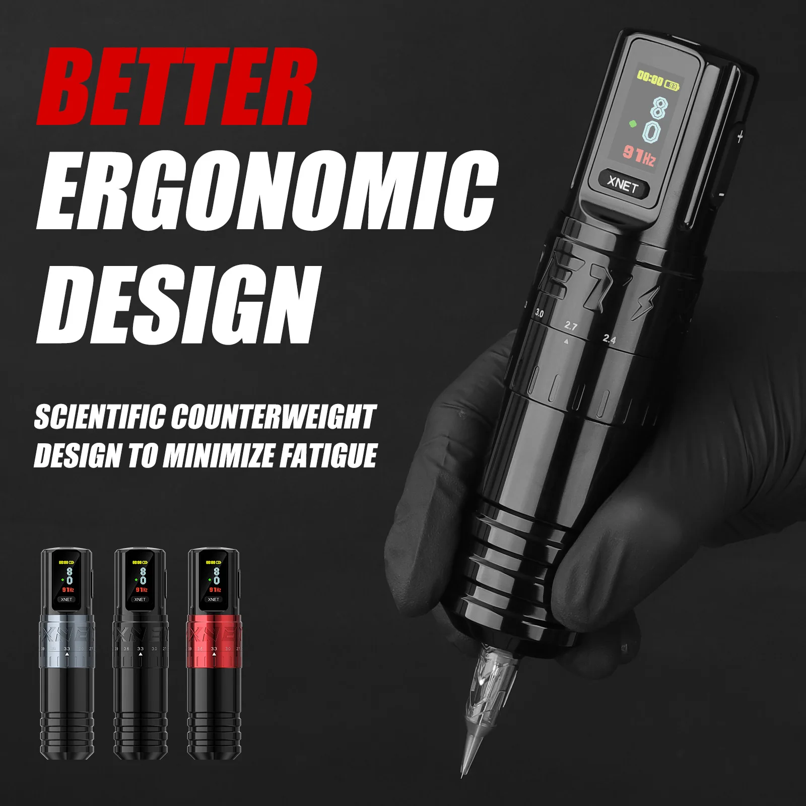 XNET Vipera Wireless Tattoo Machine Rotaty Pen 2.4-4.2mm Adjustable Stroke OLED Display 2400mAh Battery For Tattoo Artists