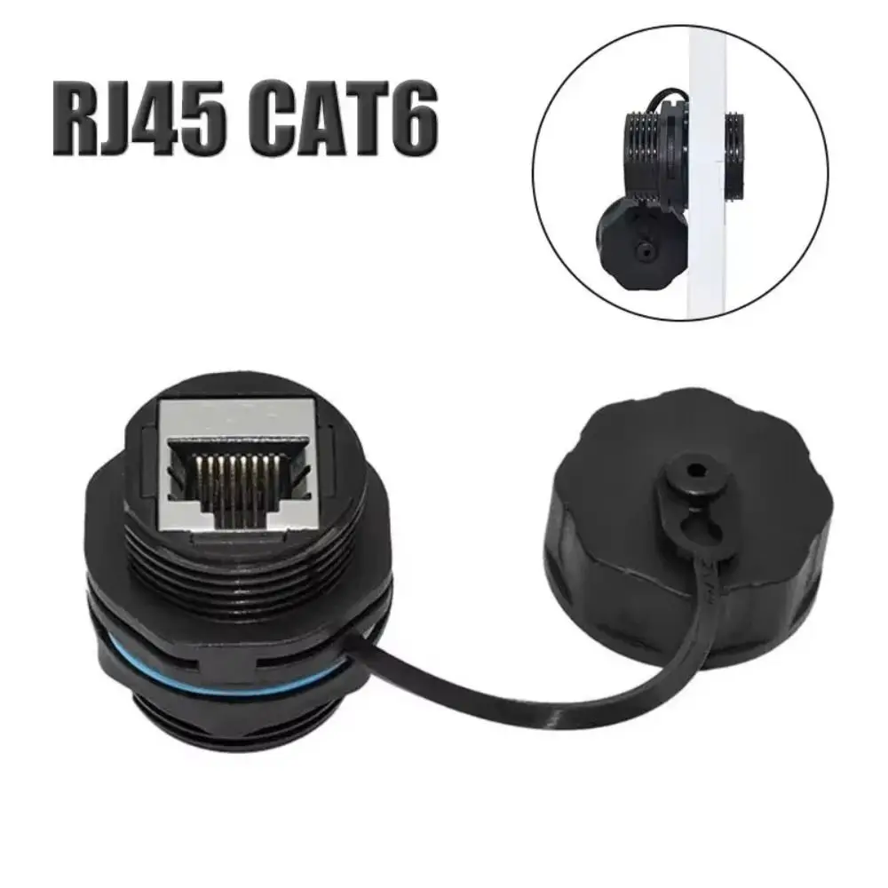 RJ45 Network Connector IP68 Waterproof Joint Cat6A Gigabit Network RJ45 Plug Socket Panel Joint for Communication Equipment