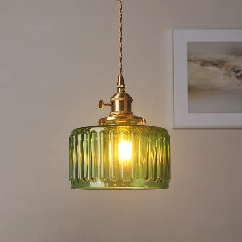 

Minimalist Creative Brass Glass Chandelier Personalized Restaurant Bedside Bar Counter led Lighting Vintage Balcony Pendant Lamp