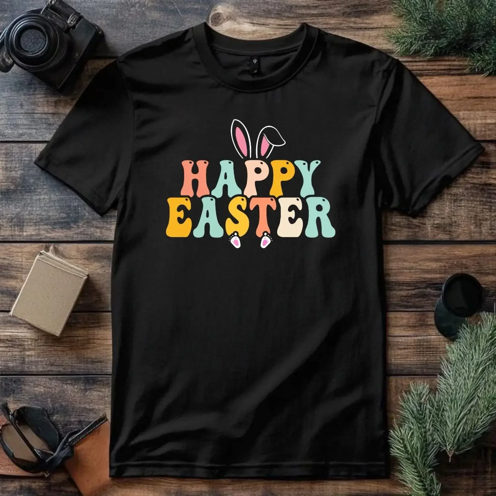 Frohe Ostern T Shirt Retro Groovy Christen süß Top Anlass Herren Geschenk vintage Washed Soft graphic Comfortable