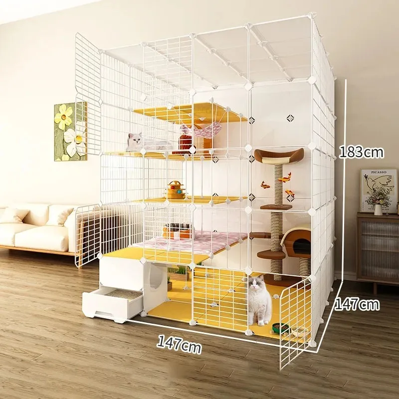 Luxury Cat Cage Home Indoor Livingroom Balcony Cats Villa Super Large Free Space Kitten Pet House with Climbing Frame