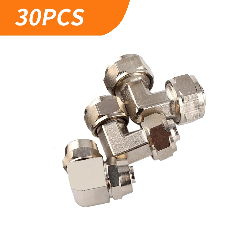 

30pcs PV Quick Twist Ebow Metal Lock Nut Quick Pneumatic Air Fitting Right Angle Bending 90 Degrees