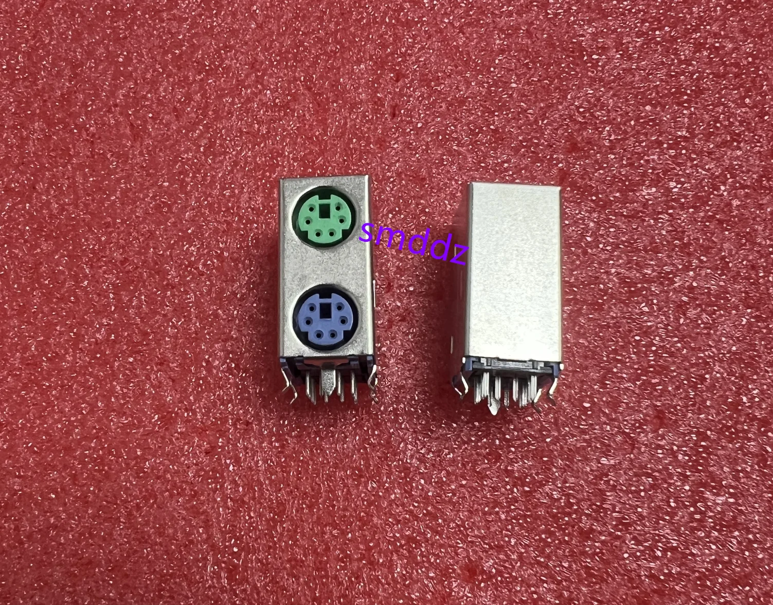 10pcs / Mouse and keyboard socket connector PS-2 blue green double-layer connected DIN terminal female socket