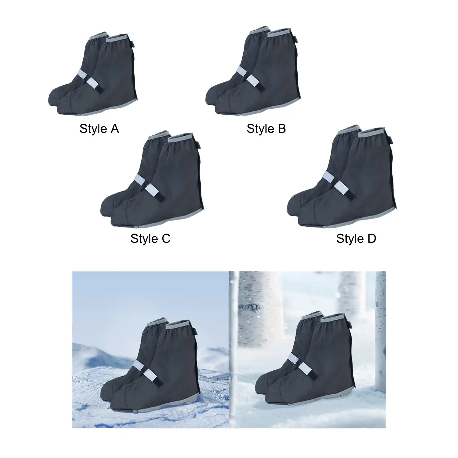 Shoes Covers with Reflective Strips Waterproof Booties Covers Shoes Protector Overshoes for Rainy Outdoor Camping Garden Cycling
