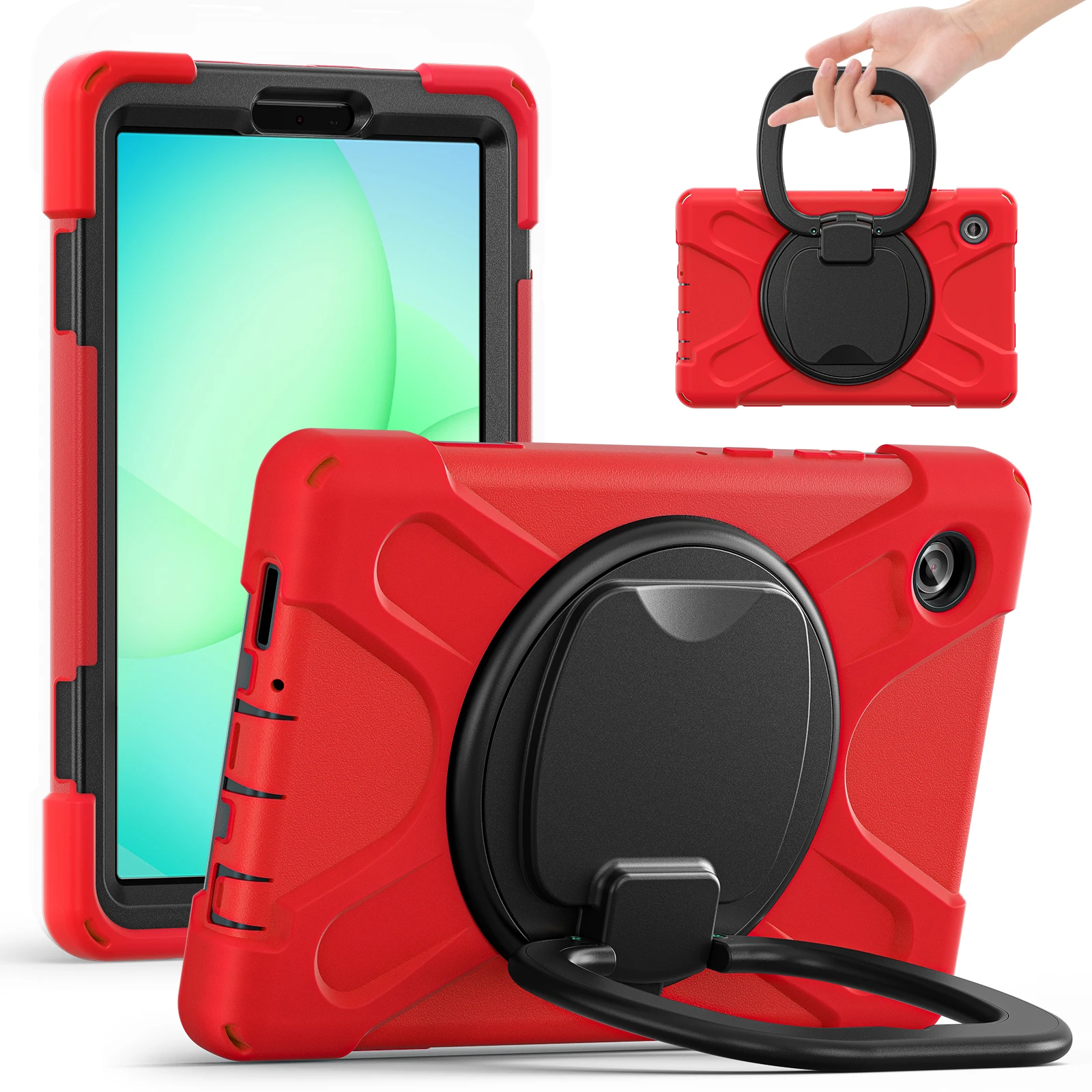 

For Samsung Galaxy Tab A11 A11+ 2025 11"8.7" 360 degree rotate stand case shockproof cover With Foldable Bracket+Shoulder Straps