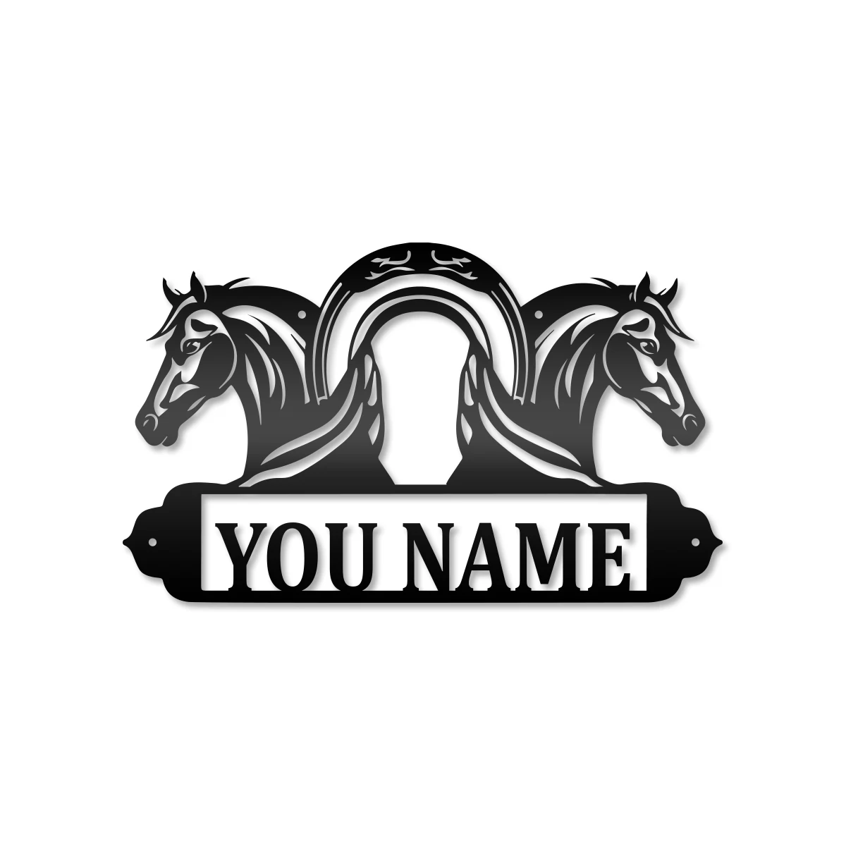 1 pc Symmetrical horse Customized Name Tin Wall Signs Metal Wall Plaque For Living Room Kids Room image 3