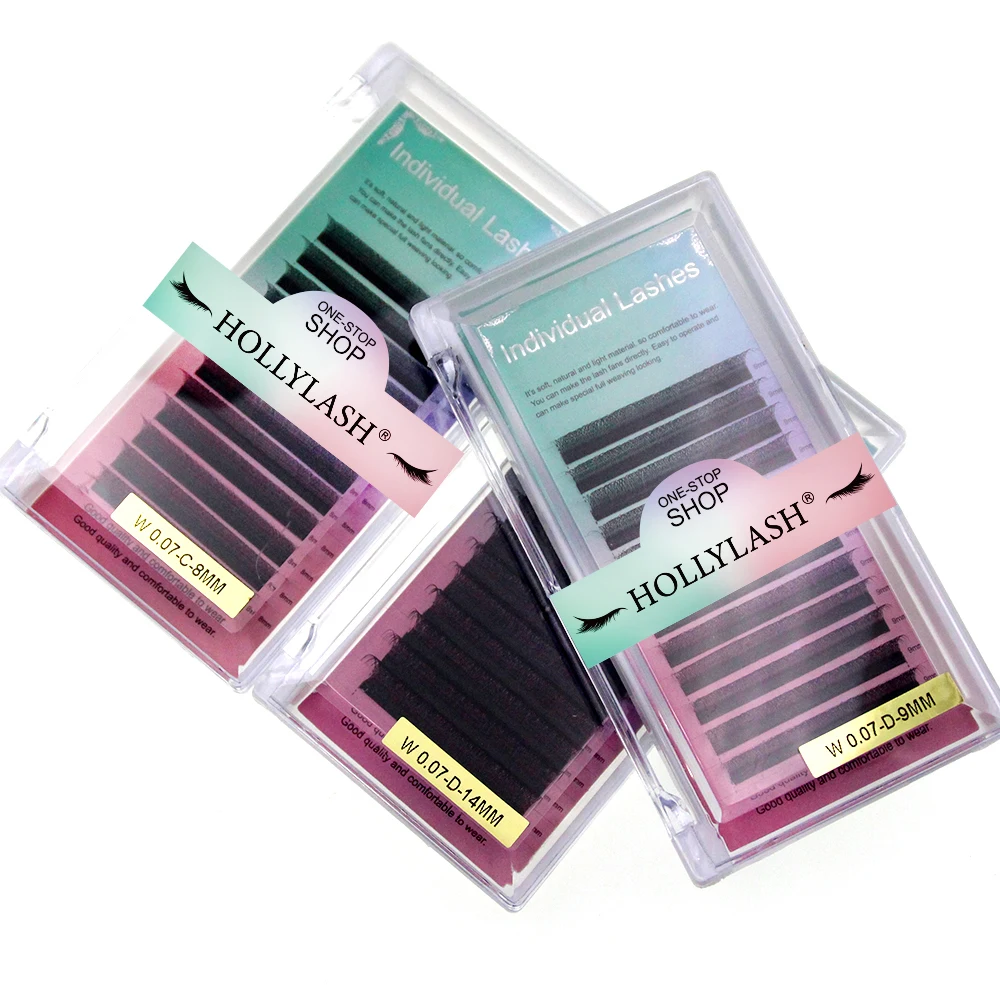 HOLLYLASH 3D/4D/5D/6D W pestañas postizas ventiladores de volumen prefabricados 0,07mm C D extensiones de pestañas rizadas pestañas mate de visón falso 6D W cilia