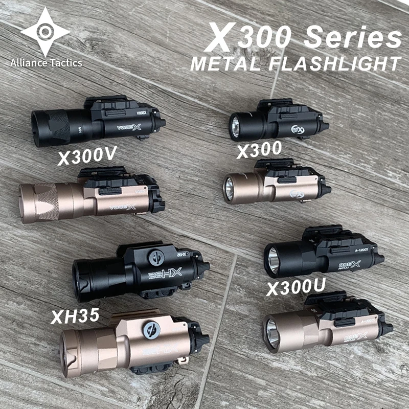 

Tactical Surefir X300 X300U Ultra X300V XH35 Metal Pistol Gun Strobe LED Light Fit 20mm Rail Airsoft Hanging Hunting Flashlight