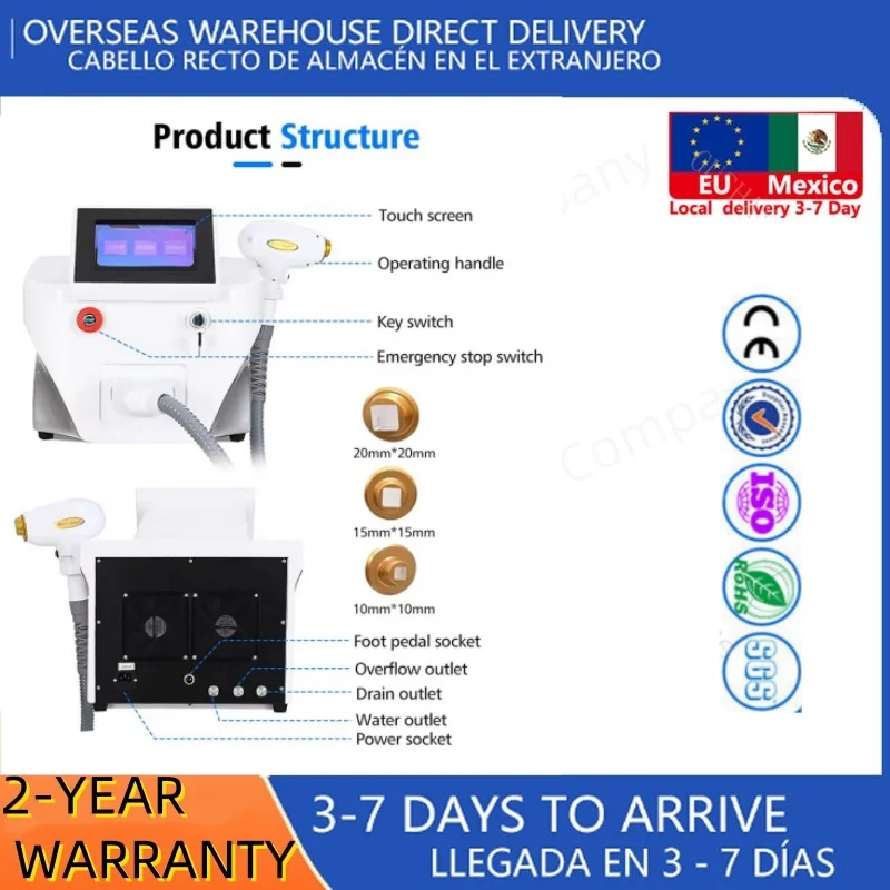 Diodo laser755 808 1064nm multi comprimentos de onda máquina de remoção de pêlos cabeça de resfriamento depilador a laser indolor rosto corpo depilação