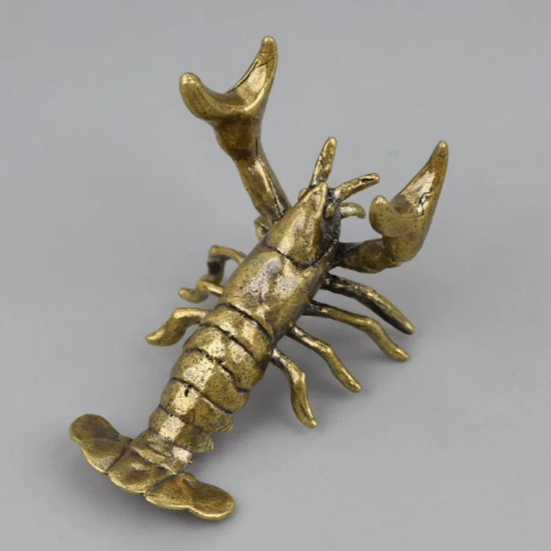 

China Antique copper crayfish statue ornament retro crafts tea pets home Desktop Chinese style decorations