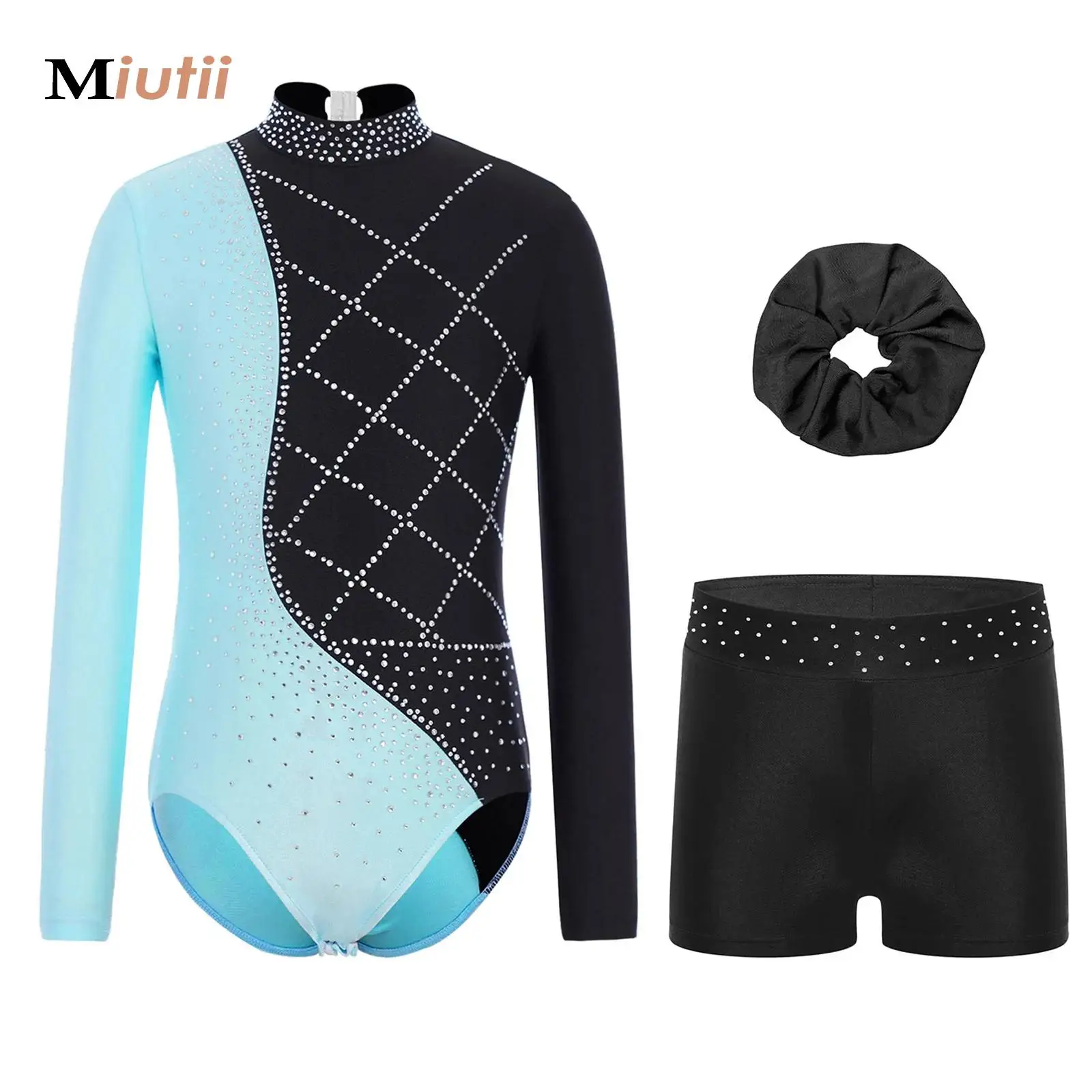 

Купальник для художественной гимнастики с длинными рукавами для девочек, бронзовый облегающий комбинезон с длинными рукавами и стразами, трикотажный комбинезон для фигурного катания