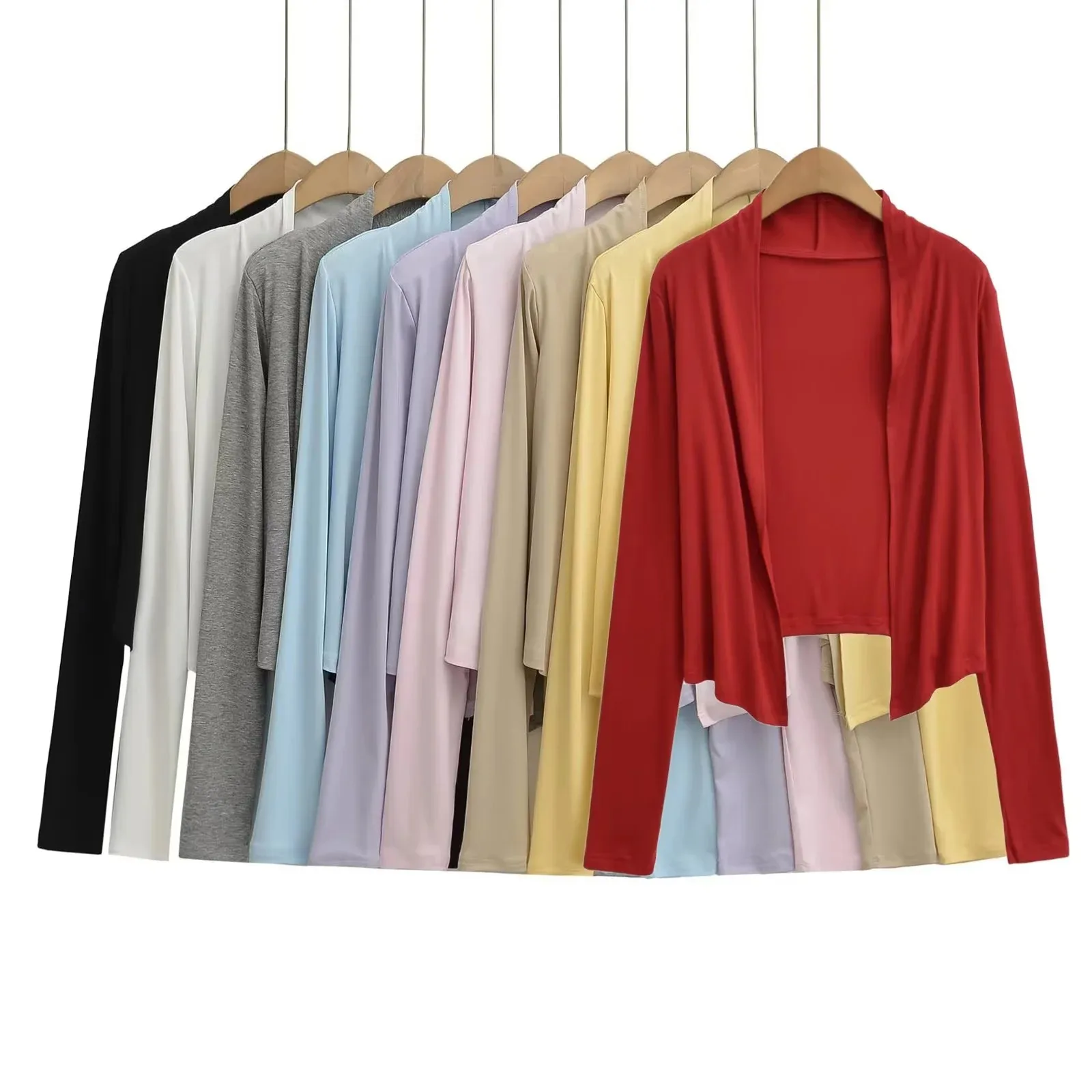 Sexy sun-protective cardigan for hot girls casual off-shoulder shawl thin short coat with long sleeves   YZHN