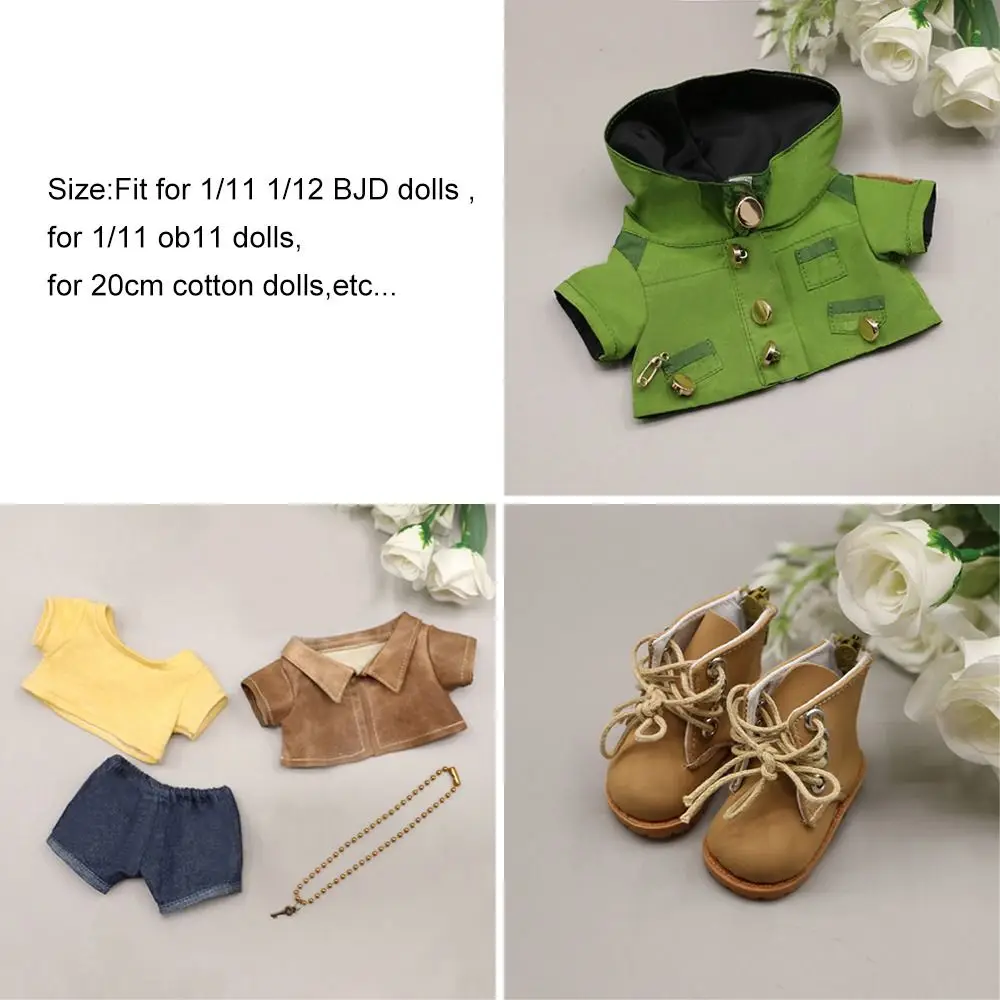 1/111/12 OB11 ตุ๊กตาสำหรับตุ๊กตา 1/12BJD สำหรับตุ๊กตาขนาด 20 ซม. เสื้อยืด เสื้อผ้า เสื้อแจ็คเก็ตทำมือ กางเกง เสื้อสเวตเชิ้ต ชุด