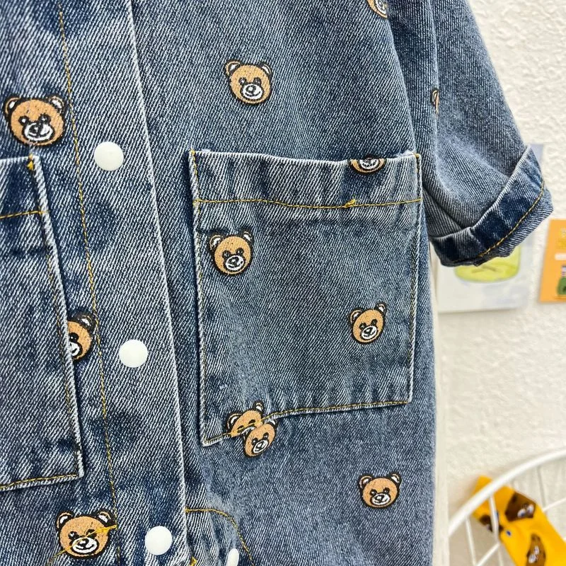 Baby Girl Romper Autumn Newborn Kids Baby Boys Rompers Denim Bodysuit Jeans Bear Playsuit Outfits Clothes 0-24 Months FY06042