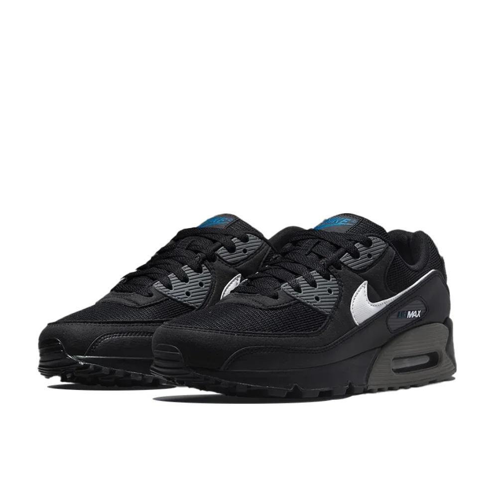 Nike novo air max 90 baixo tênis masculino inverno respirável e confortável sapatos casuais antiderrapante e resistente ao desgaste preto brilhante