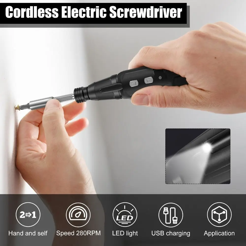

3.6V Electric Screwdriver with LED Light USB Rechargeable Mini Home Screwdriver Durable Automatic Power Screw Driver Repair Tool