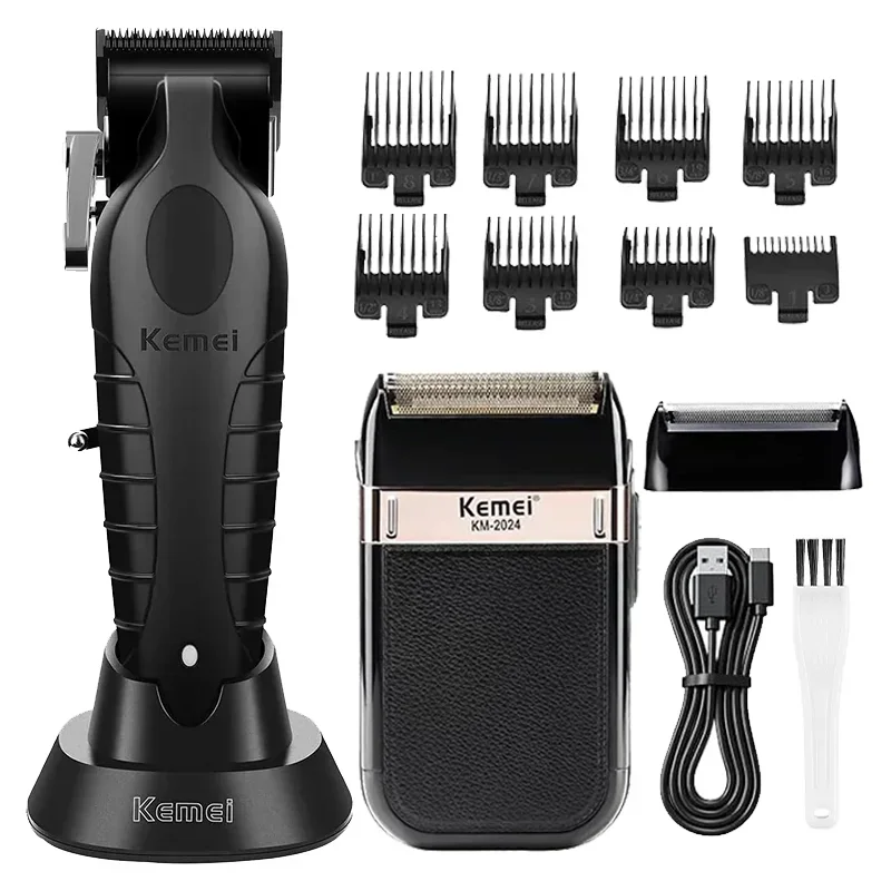 maquina-de-cortar-cabelo-kemei-km-2296-km-2299-km-2024-kit-aparador-de-cabelo-eletrico-profissional-para-homens